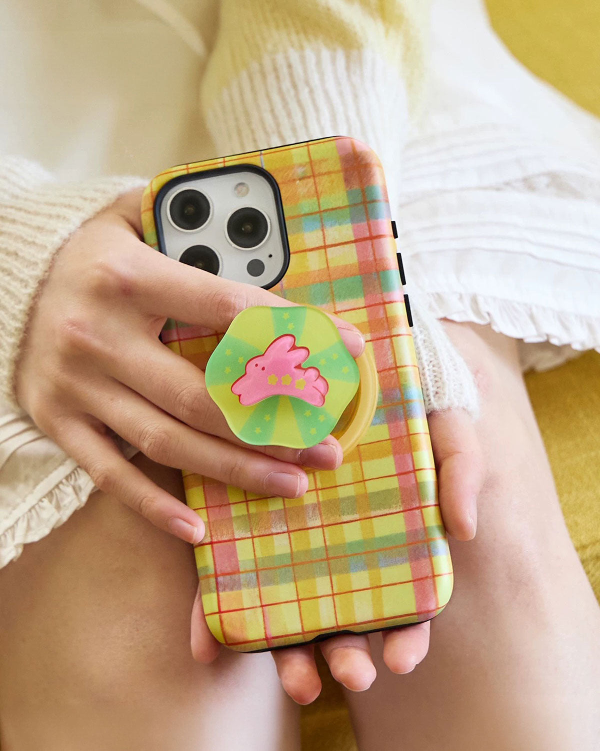PLAID BUNNY POP PHONE CASE