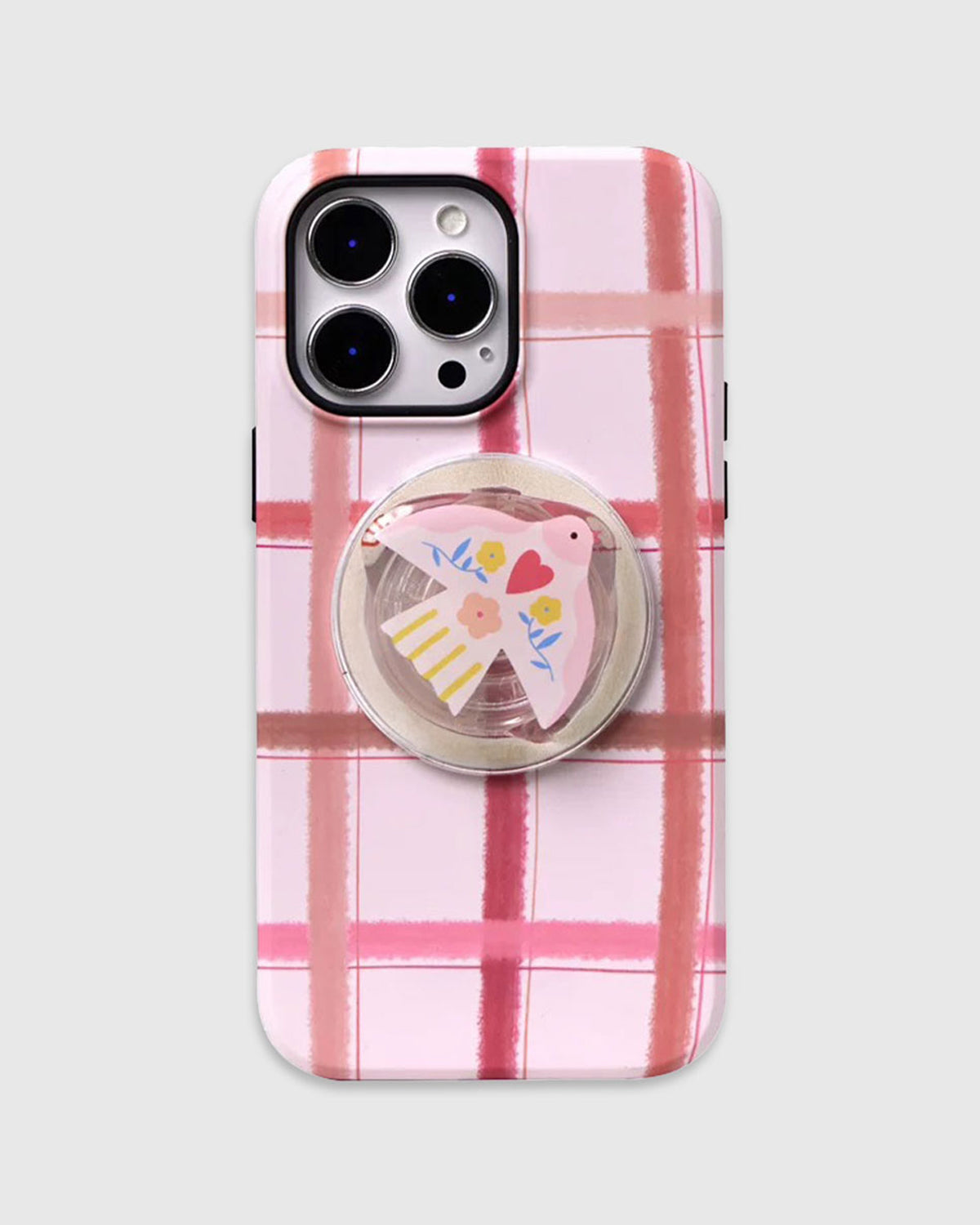 Pink Plaid Bird Phone Case