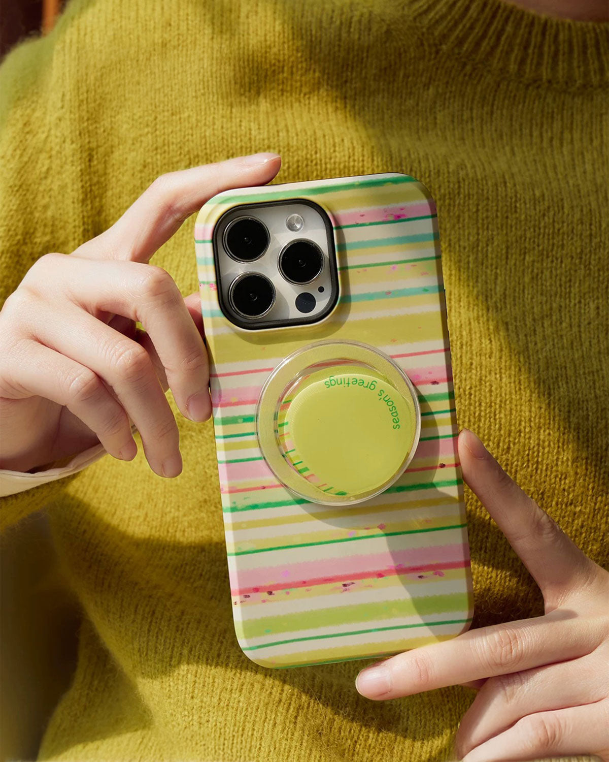 Pastel Stripe Season’s Greetings Phone Case