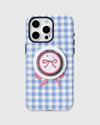 BLUE BOW GINGHAM PHONE CASE