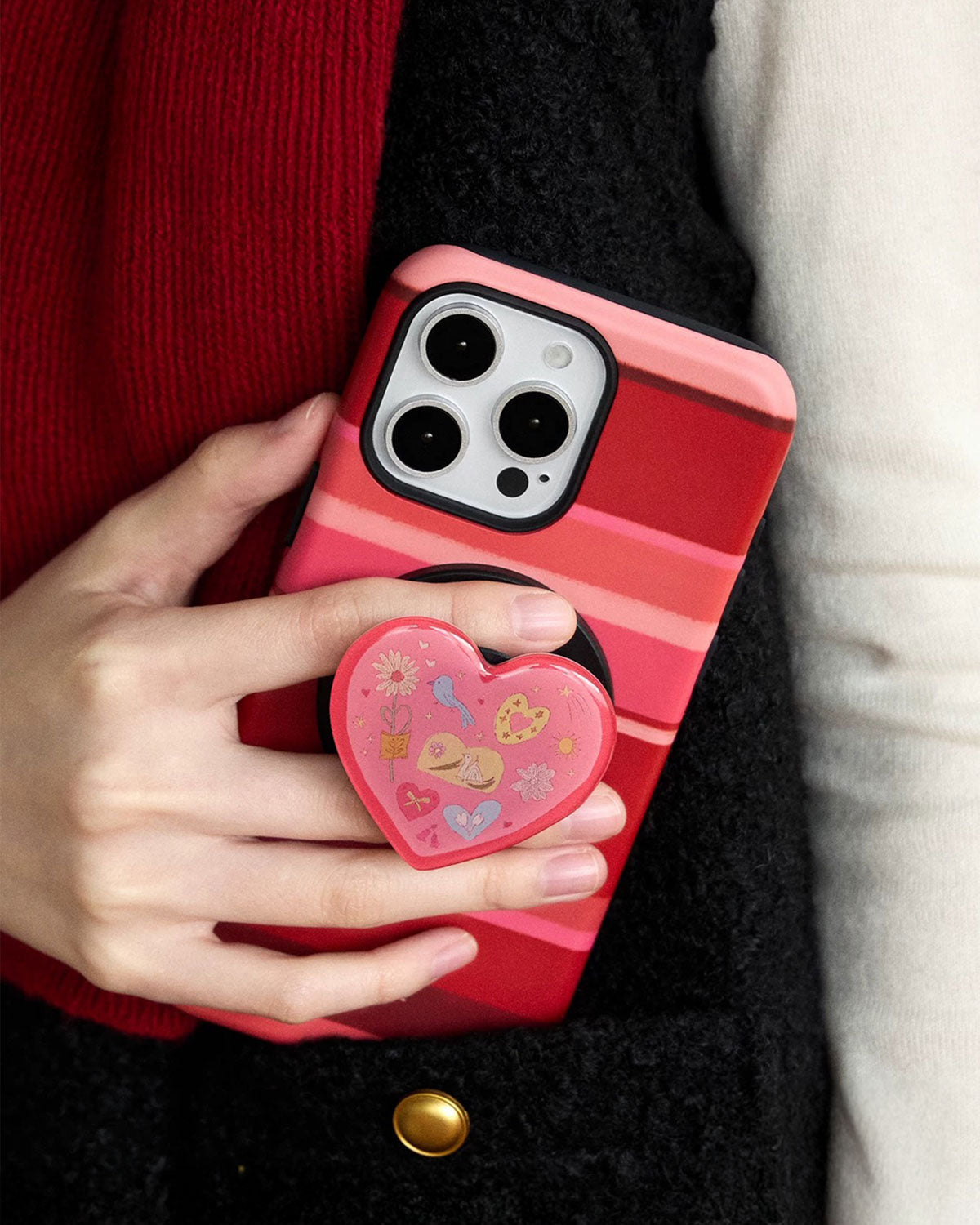 HEART STRIPE PHONE CASE