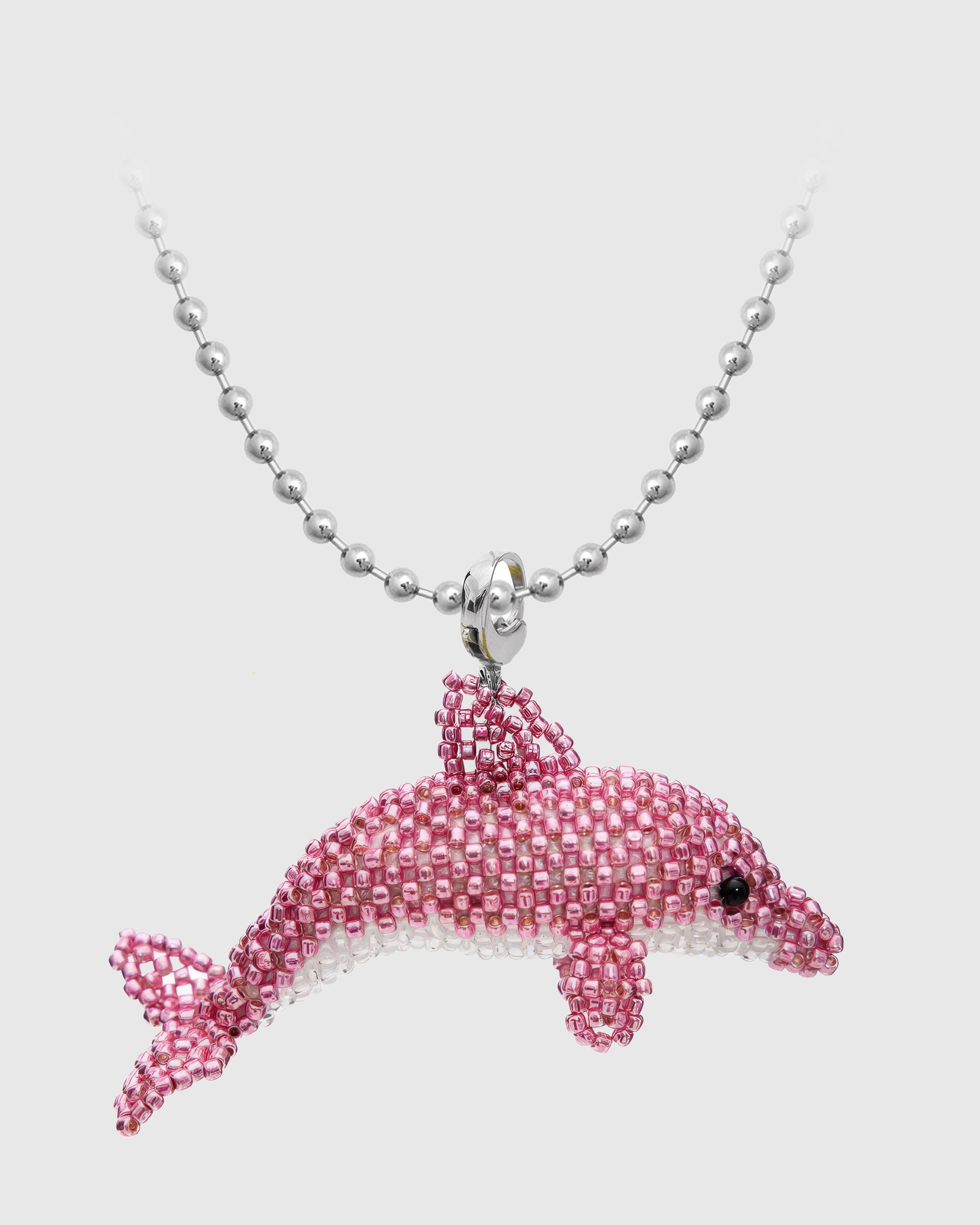 PINK DOLPHIN BEADED NECKLACE
